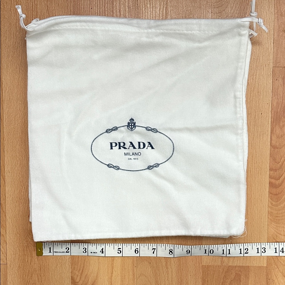Prada White Square Fabric Bag with Logo